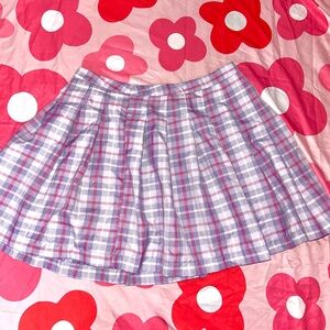 Chic Pink Plaid Skater Skirt